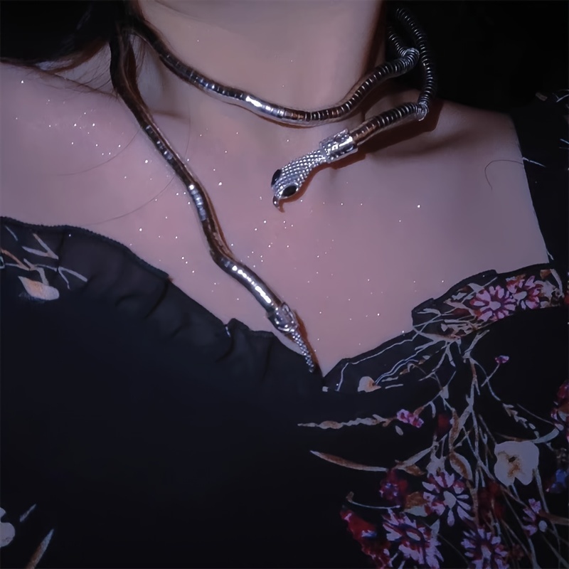 Gothic Snake Necklace Long Chunky Snake Wrap Collar For Women Girls